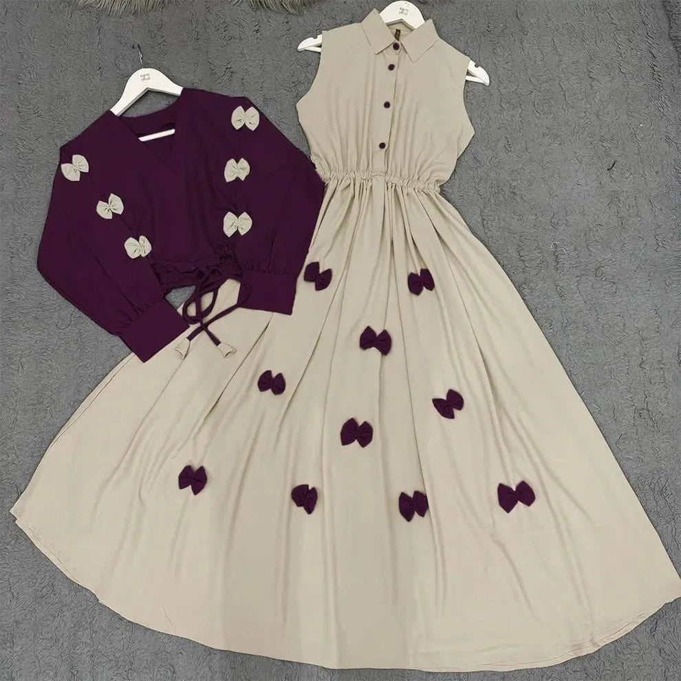 Zayra Classic Wine Bow Embellished Maxi 2-Piece Regular price